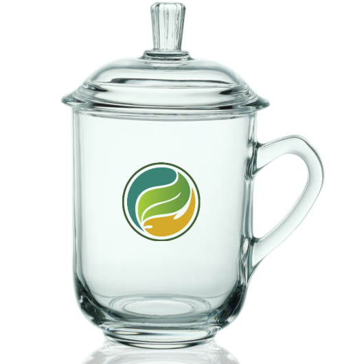 Glass Tea Cup with Lid 13 oz